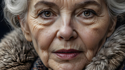 Portrait of a beautiful elderly woman. Close-up portrait.