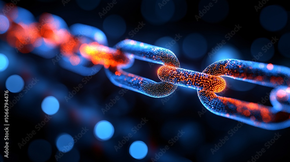 Poster Close-up of a laptop screen showing blockchain networks and cryptocurrency values, illustrating digital finance and technological advancement in modern investments with empty space for text