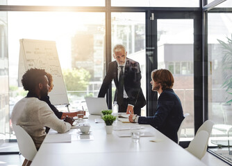 Business people, whiteboard and presentation for branding, discussion and mentorship with workshop. Marketing, meeting and collaboration for SEO, future growth and strategy for company and goals