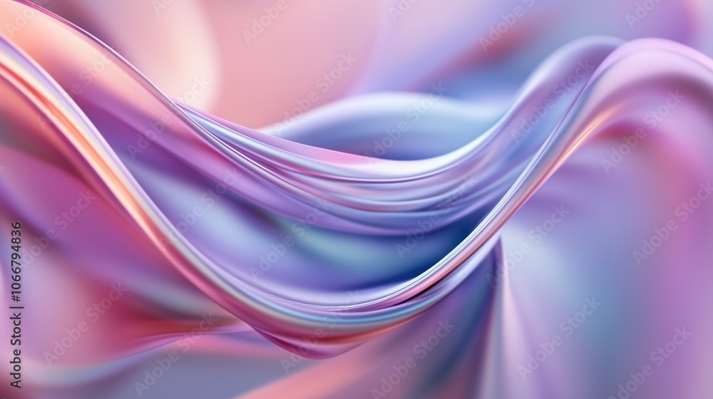 Poster flowing waves of pastel colors create a serene atmosphere in an abstract fabric texture