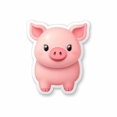Fototapeta premium Cute 3D Cartoon Pig Sticker Illustration