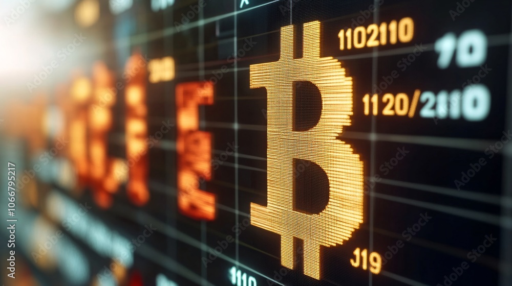 Aufkleber Laptop screen showing cryptocurrency transactions and blockchain data with a focus on secure financial planning, representing the rise of digital assets in investment portfolios with empty space for