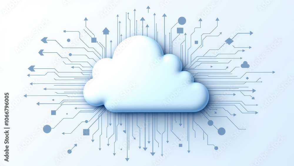 Poster cloud computing concept with ci/cd connectivity.