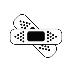 band aid glyph icon with white background vector stock illustration