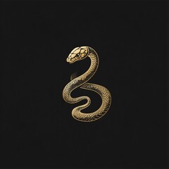Obraz premium Logo, golden snake on a black background.
