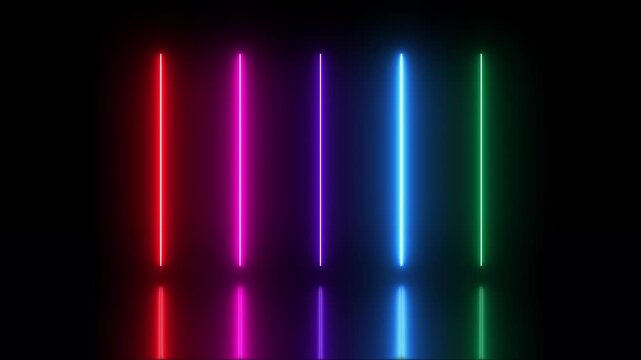 Glowing Neon Lights. seamless neon light line technology motion background.