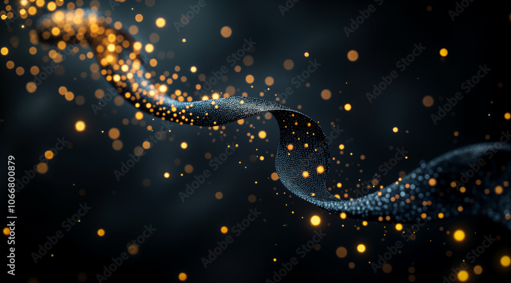 Canvas Prints abstract dark background with flowing particles and golden glitter. elegant and magical design, digi