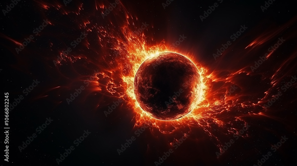 Poster singularity black hole in space cosmic fictional graphics, an object in deep space
