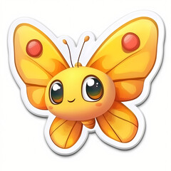 Cute 3D Cartoon Butterfly Sticker Illustration