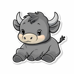 Fototapeta premium Cute 3D Buffalo Cartoon Illustration