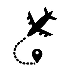 Plane on Map glyph icon
