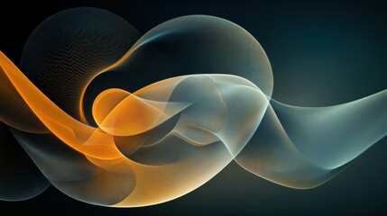 Fototapeta premium Abstract flowing waves in gradient hues of blue and orange on dark background, Ai Generation
