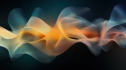 Fototapeta premium Abstract flowing waves in gradient hues of blue and orange on dark background, Ai Generation
