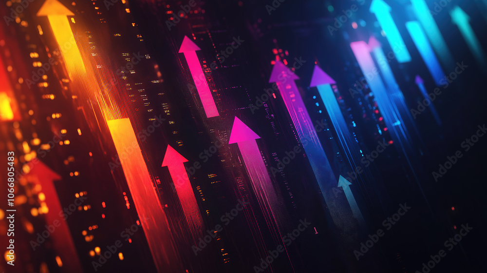 Poster understanding economic challenges represented by a business graph with downward tending arrows