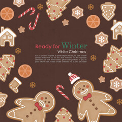 Christmas Pattern Background With Gingerbread Cookies