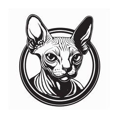 Sphynx Cat Vector. Close up Sphynx Cat Vector Illustration isolated on white background.