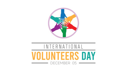 International Volunteers Day is observed every year on December. People Awareness concept. background, placard, banner template Vector illustration design.