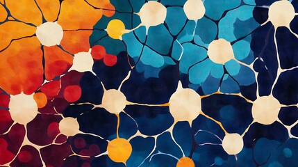 Abstract Circular Neuron Pattern Design in Vibrant Colors