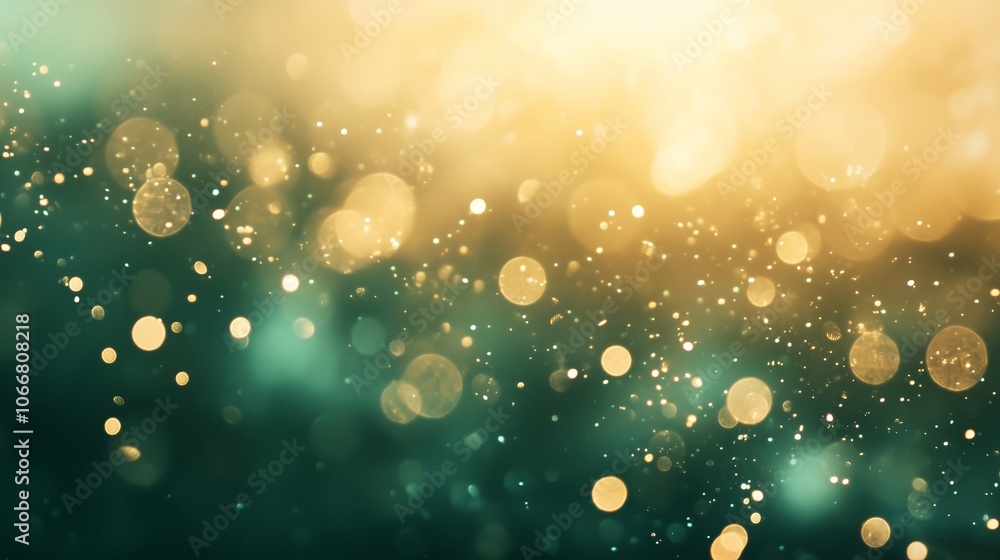 Poster glittering bokeh lights creating a magical atmosphere in a soft-focus background during sunset hours