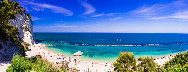 Italy summer vacation, best scenic sea landscape and beaches of Riviera del Conero- natural park...