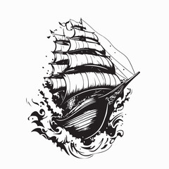 Old Wooden Ship Traditional Ancient Boat stock image vector isolated on white background © Istianah