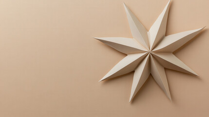 Elegant paper star decoration in neutral tones, perfect for festive occasions or minimalist decor. This simple design adds touch of sophistication to any space