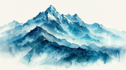 Fototapeta premium Blue mountain peaks isolated rocks on a white background, mountain landscape logo