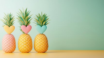 Generate cute high-angle pineapples with heart shades!