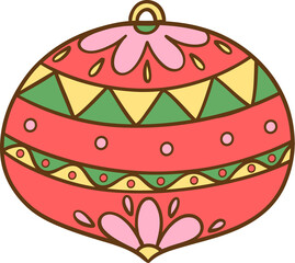 Retro Mexican Christmas ball ornament Doodle Cartoon