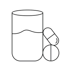 pills line icon with white background vector stock illustration