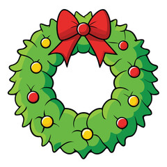 Vector illustration of a cartoonish Christmas wreath