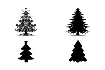 Christmas Tree Icon Set Silhouettes Artistic and Minimalist Designs