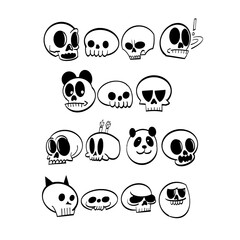 Skull icons set. Vector outline illustration.