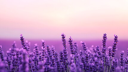Soothing Lavender Field with Calming Gradient Background