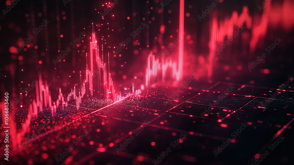 Poster analyzing the stock market crash with a 4k motion background featuring a descending red arrow graph