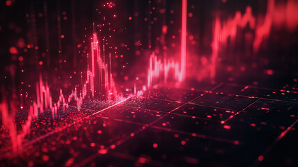Obraz premium Analyzing the stock market crash with a 4K motion background featuring a descending red arrow graph