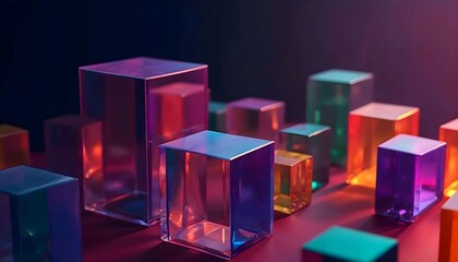 3D colorful transparent cubes luxury