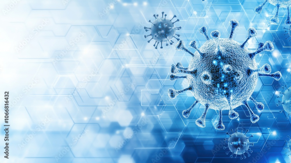 Aufkleber a captivating image depicting virus structures on a blue background, highlighting the complexity and