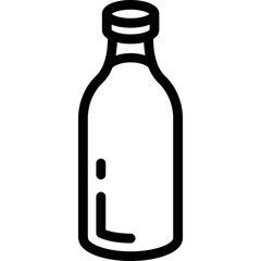 A clear glass bottle filled with milk, prominently displayed against a simple background, showcasing its classic shape and design