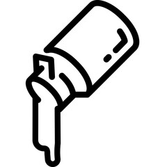 Container tilting and spilling liquid on a flat surface in a simple design against a white background