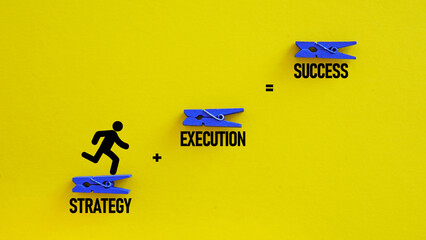 Strategy execution success is shown using the text. Success concept