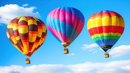 Obraz premium Colorful hot air balloons in the sky, representing leisure and scenic aerial transport