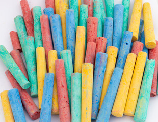 Colorful Chalk Sticks Closeup. Back to School Concept.