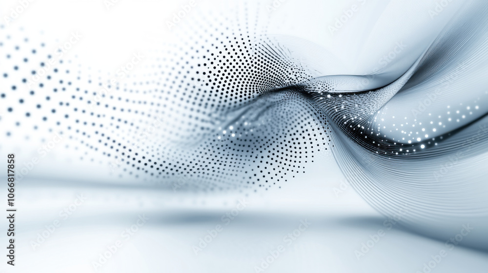 Poster abstract design featuring flowing lines and dotted patterns, creating sense of movement and depth. m