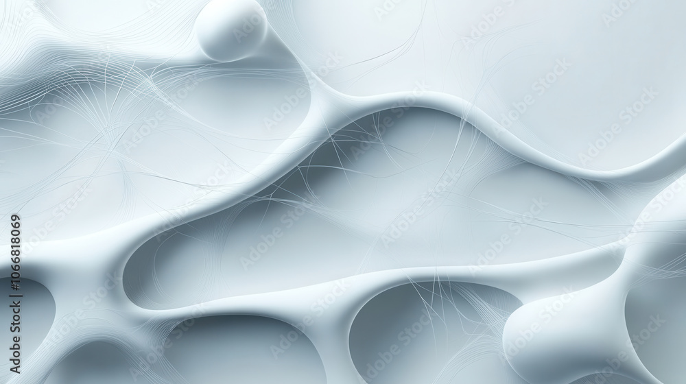 Poster abstract 3d lines creating unique system with soft curves and textures, evoking sense of fluidity an