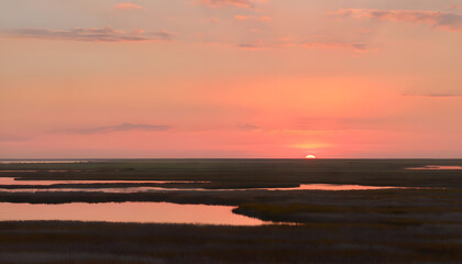 Fototapeta premium Sunset over Marshlands of Ribe