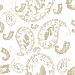 Classic paisley seamless pattern on background, Floral paisley seamless pattern, seamless vector paisley pattern with trend colors for bed linen .textiles, fabrics, greeting cards and scrapbooking