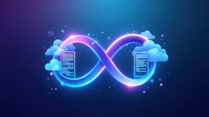 Ci/cd pipeline and infrastructure icon with infinity loop.