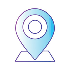 Gradient Outline Location Pin Icon, Modern gradient outline of a location pin icon with circular base, ideal for navigation apps, maps, and technology-related designs.
