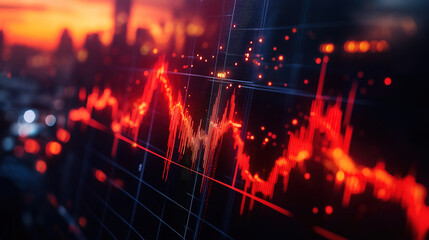 Obraz premium Analyzing the effects of recession on business through a graph illustrating bankruptcy trends and data